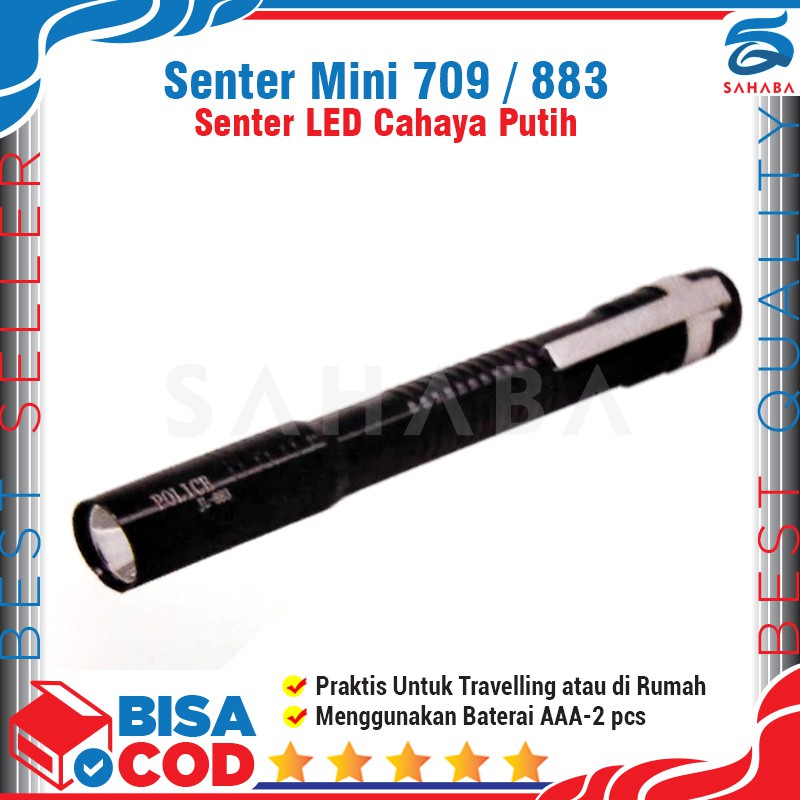 SENTER MINI HITAM - Senter Kecil Pena Lampu LED Putih Terang - Senter Traveling Saku - bisa COD