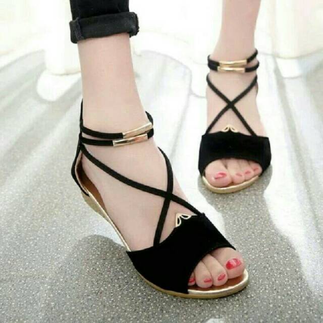 SANDAL WANITA TALI WEDGES SANDAL KERJA PESTA KEKINIAN WANITA SDL60g