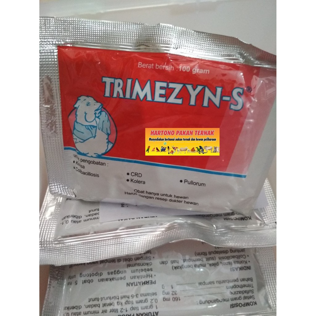 TRIMEZYN S 100 gr - Obat Korisa Koli Kolera Pullorum Ayam Unggas Burung medion