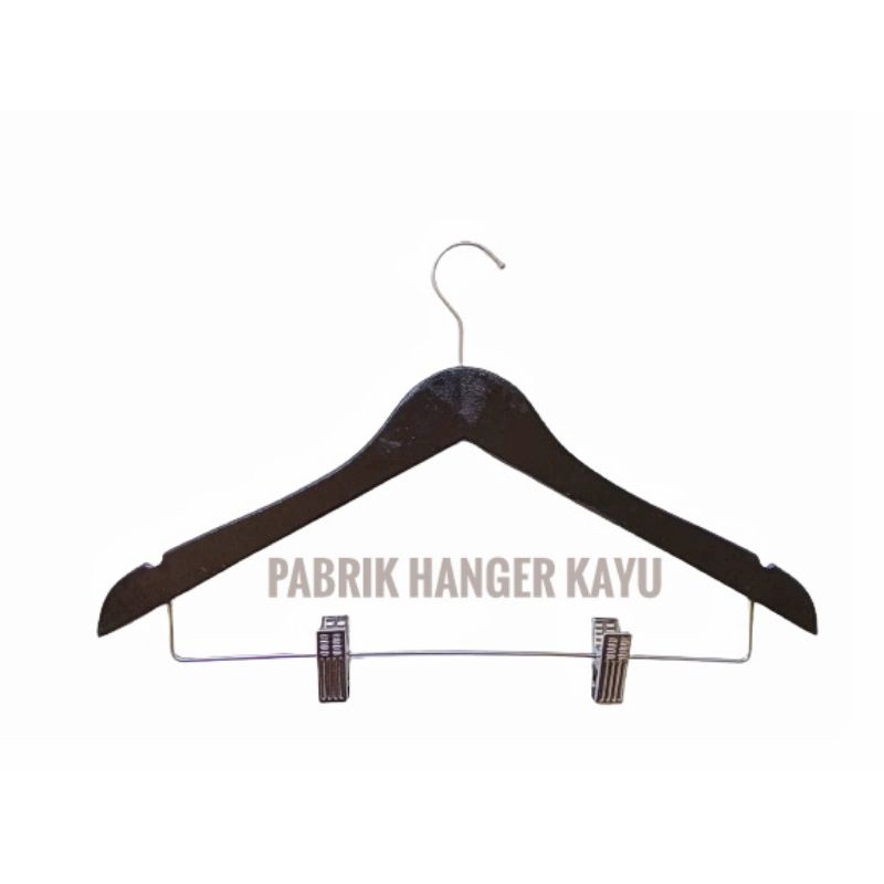 HANGER JEPIT BAJU KAYU HITAM DEWASA