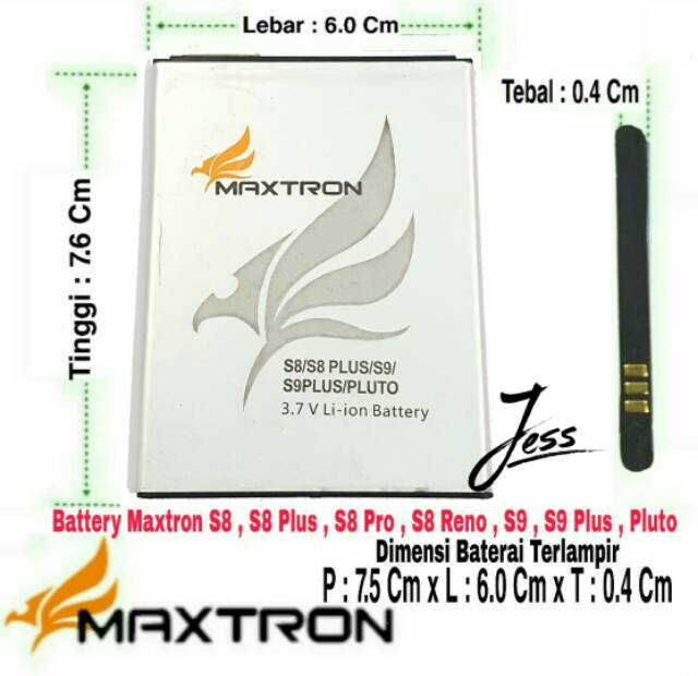 Baterai Battery Batre  Original Maxtron S9 Rainbow , S9+ , S9 PLUTO , S9 Plus