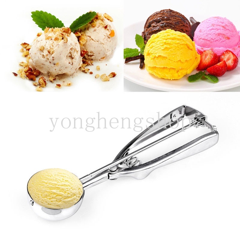 Sendok Scoop Es Krim Semangka Bentuk Bulat Bahan Stainless Steel 3 Ukuran