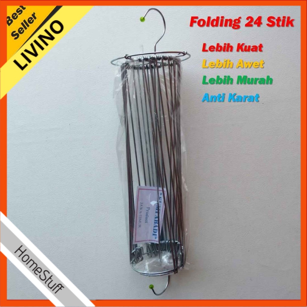HANGER FOLDING 24 KAWAT Jemuran Stick Stik Lipat Hanger Jemuran Gantungan Bulat Popok Baju Bayi Anak