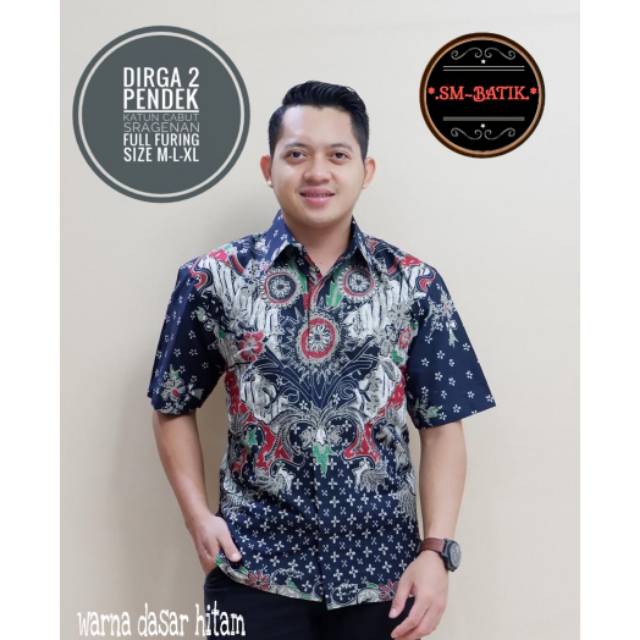 SM Batik - Dirga 2 - Hem Batik - Lengan Pendek - Katun Cabut Sragenan - Full Furing - Batik Premium