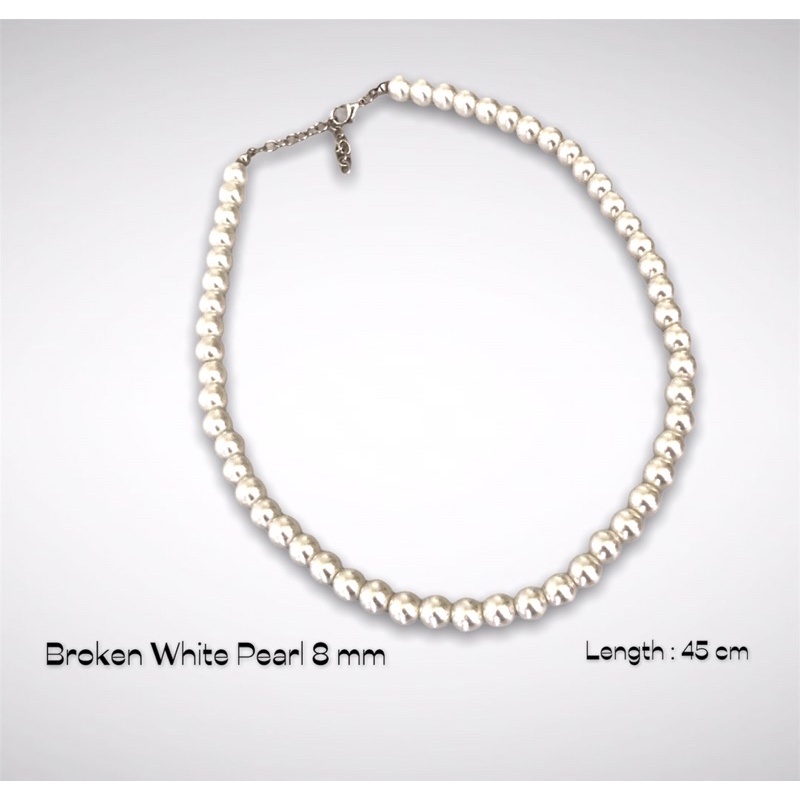 Kalung Mutiara Sintetis 8 mm Pria Wanita Necklace Pearl