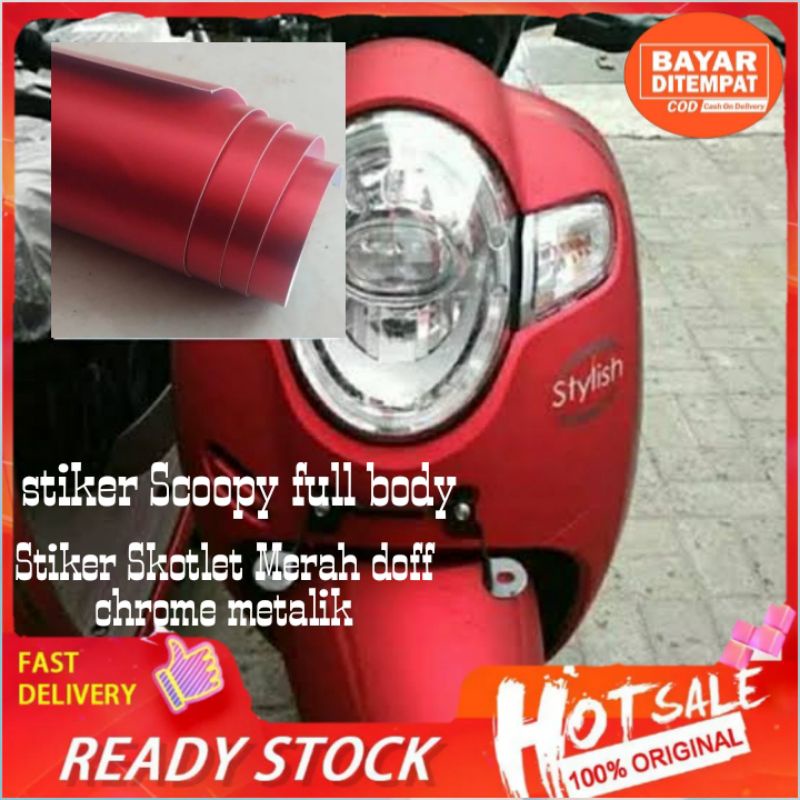 Decal Scoopy Polos Full Body Skotlet Motor Scoopy Bahan Doff Chrome Mettalik