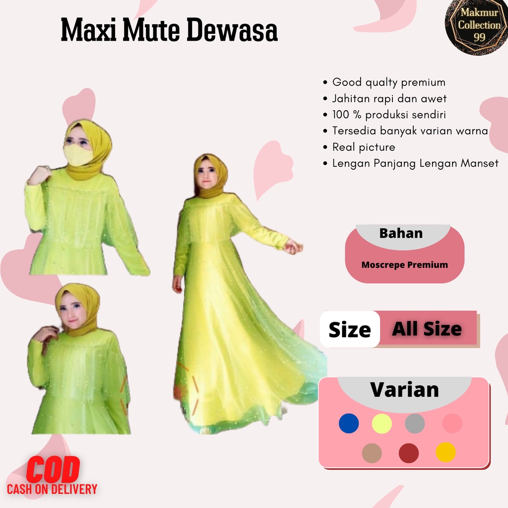 Gamis Perempuan Dewasa Terbaru Maxi Mute Matt Moscrepe Ukuran Jumbo Model Kekinian Good qualty premium