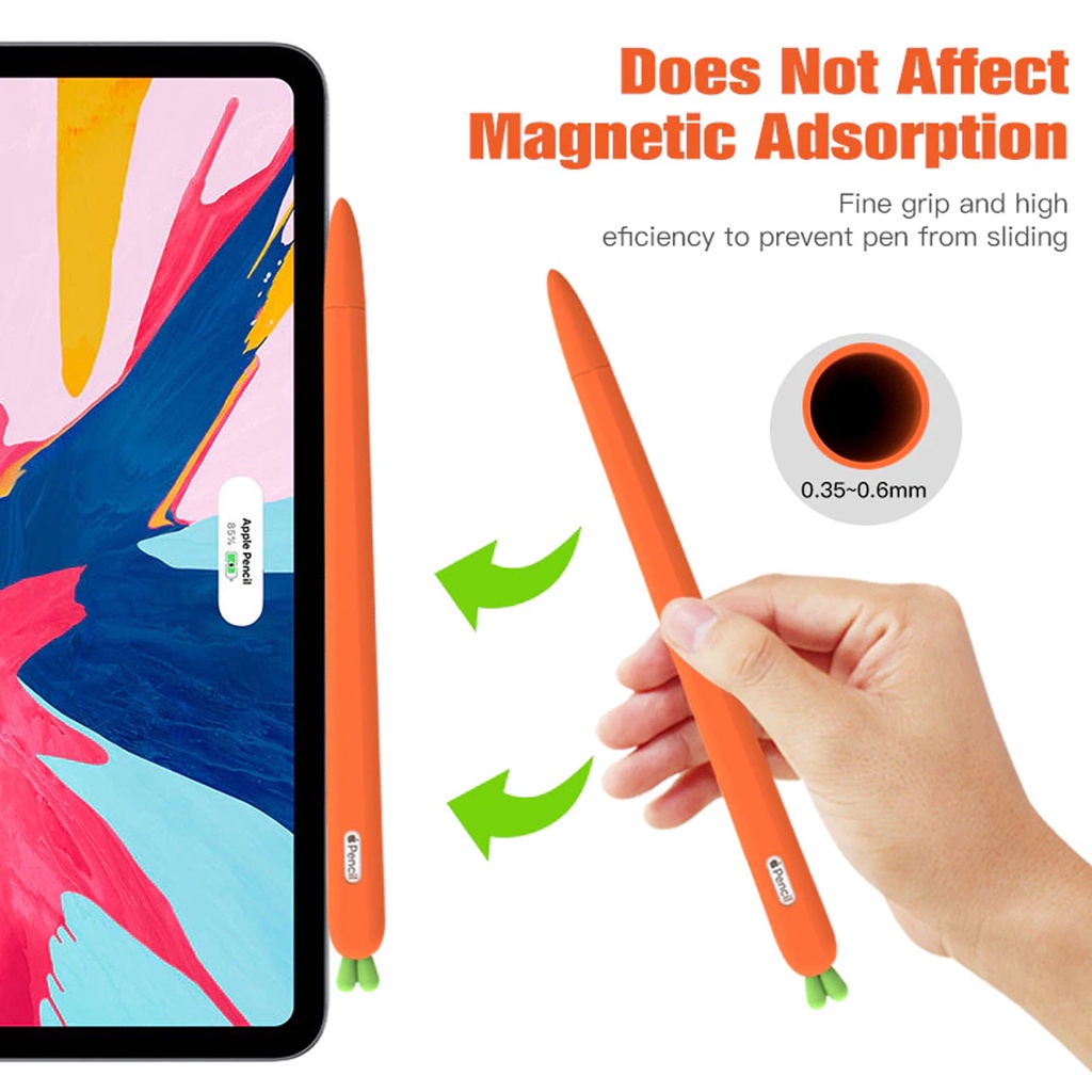Silicon Stylus Cover Pencil Generasi 1 dan 2 model Carrot dan Lobak