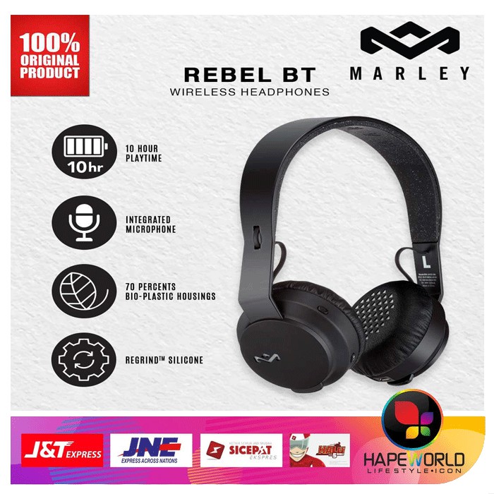 HEADSET WIRELESS BLUETOOTH MARLEY - MARLEY REBEL BT - 100% ORIGINAL