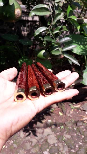 Pipa rokok kayu bertuah galih asem golden ring heksagon grade A