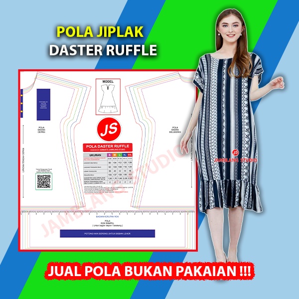 Pola Jiplak Daster Ruffle [ Pola Baju Jamblang Studio ] Pola Daster Dewasa