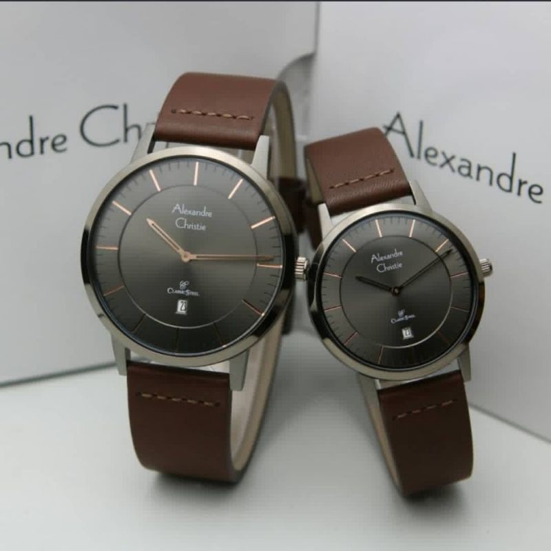 Jam Tangan Alexander Christie Couple Brown Grey ac8639