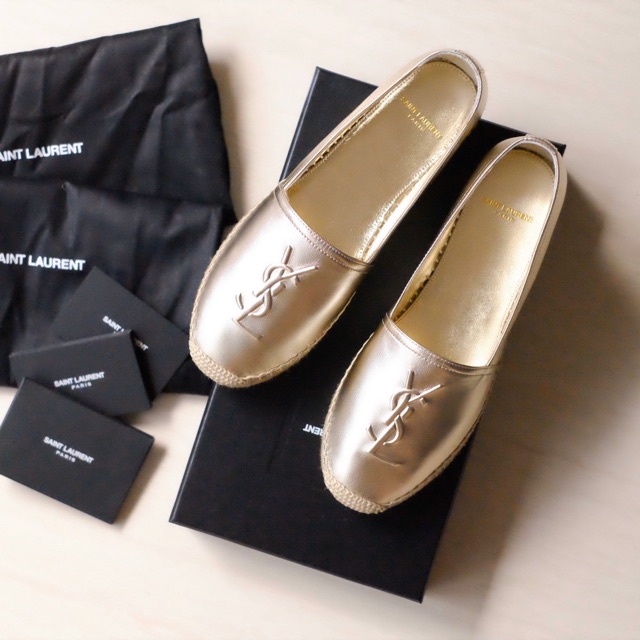 ysl gold espadrilles