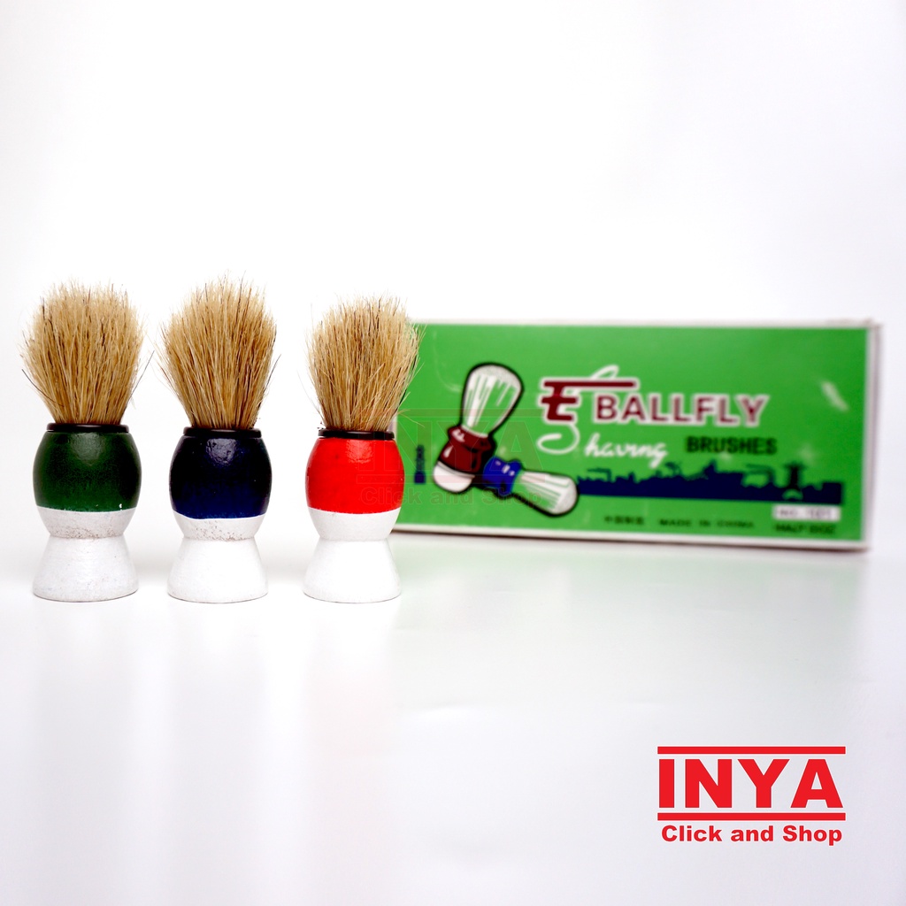 EBALLFLY SHAVING BRUSH  NATURAL HAIR HORSE 6 pcs BOX - Kuas Cukur Kumis Bulu Kuda