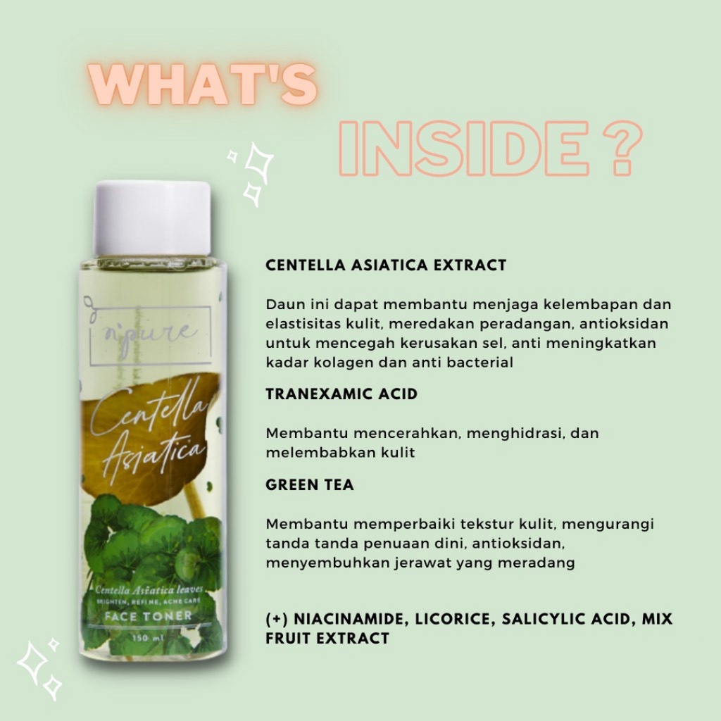 [ AGEN RESMI ] NPURE Face Toner Centella Asiatica 30ml - Travel Size Hydrating Toner N'pure Original BPOM