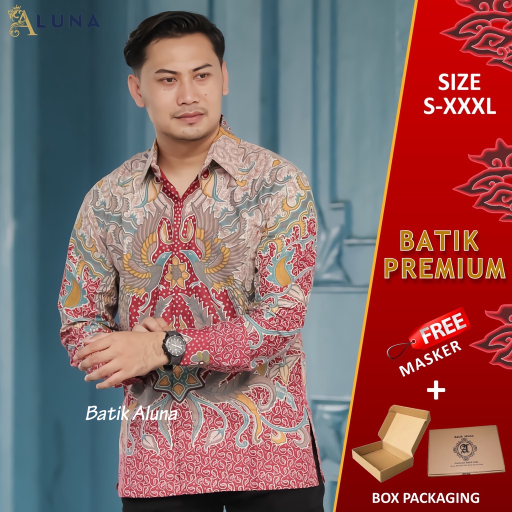 KEMEJA BATIK PRIA PREMIUM LENGAN PANJANG REGULAR BATIK ALUNA PCW 073