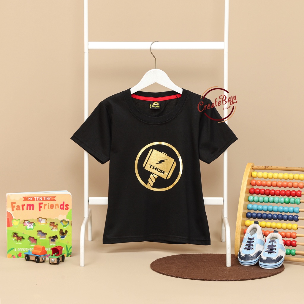 BAJU ATASAN ANAK LAKI THOR GOLD 1-7 TAHUN KAOS ANAK LAKI SUPERHERO MURAH