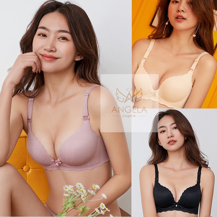 ANGELA PREMIUM JAPAN Bra BH Push Up Set Tanpa Kawat Celana Dalam Wanita Bikini Sport Beha Lingerie Korea Fashion Bralette Remaja Perempuan Sexy Pakaian Dalam COD Renang Motif Cewek Pita Bunga Murah Diva Jumbo Renda