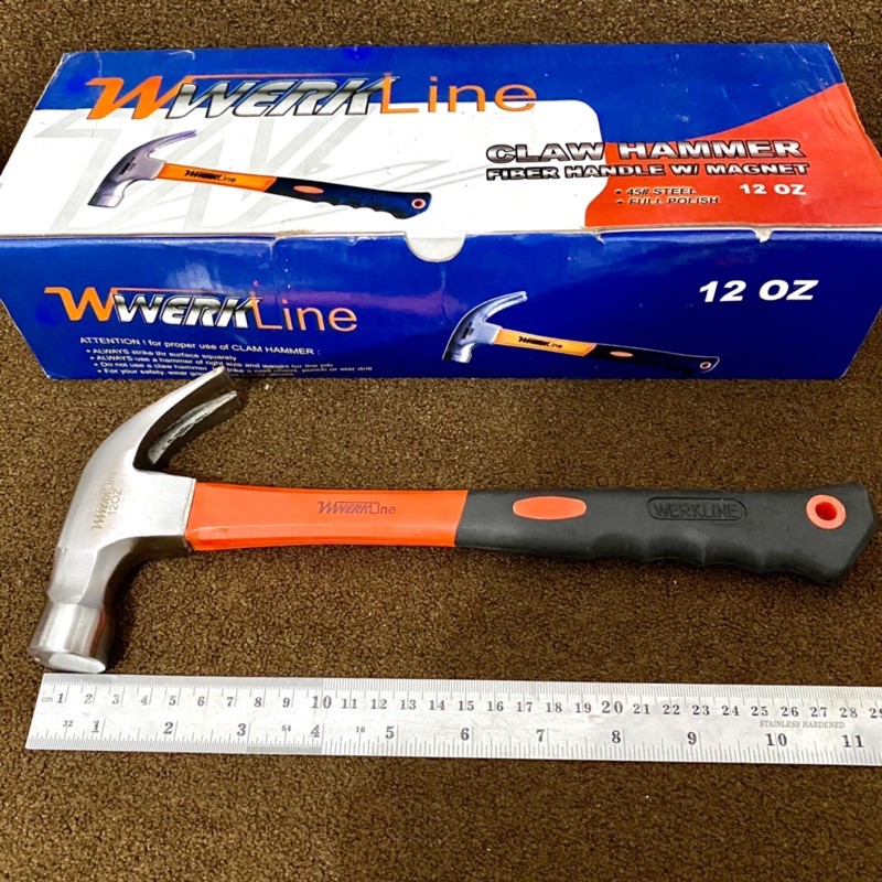 Palu Kambing Werk Line 12oz / Claw Hammer Gagang Fiber / Palu Werk Line Tools