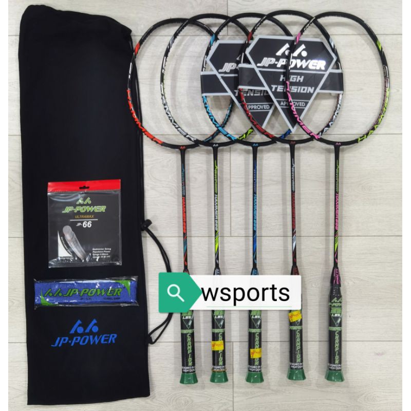 [75gr] Raket Badminton JP Power Hammer 888 35LBS Original FREE Tas+Senar+Grip