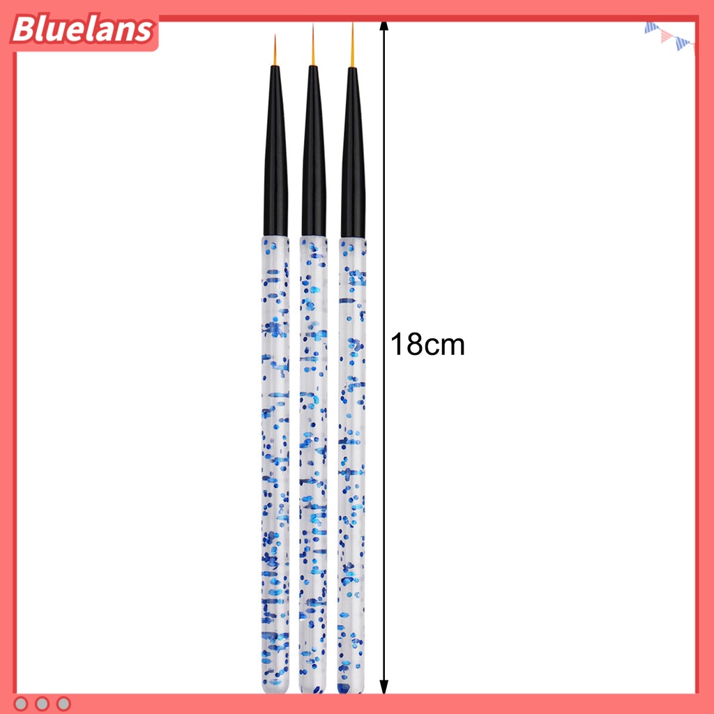 Bluelans 3Pcs / Set Kuas Lukis Kutek Gel UV Akrilik Untuk Nail Art / Salon