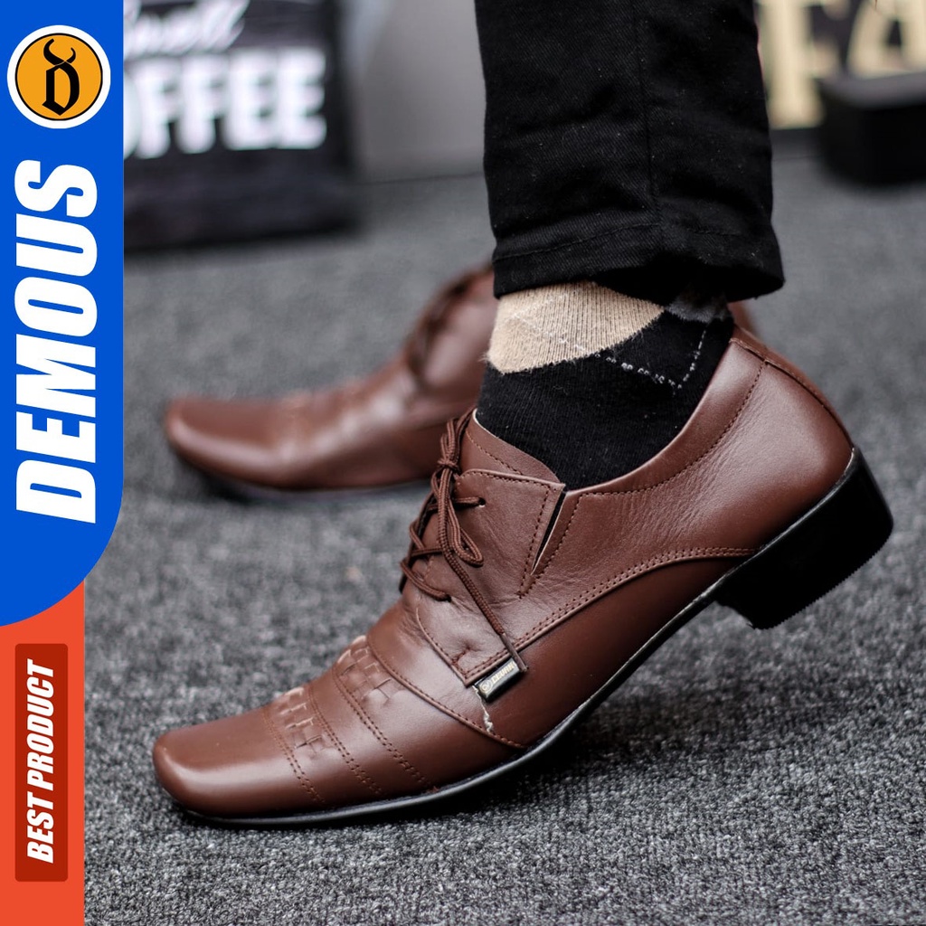 DEMOUS Megan - Sepatu Formal Pantofel Kulit Asli Kerja Pria