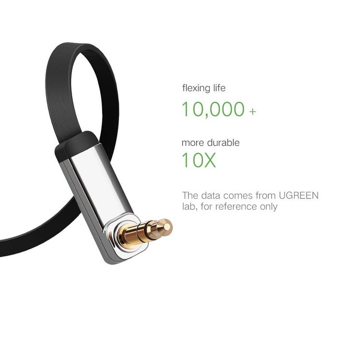 UGREEN Premium Kabel Flat Audio AUX L Jack 3.5mm 1 Meter AV119