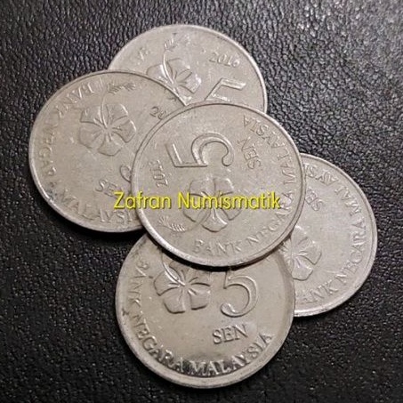 ZN1378. Uang Koin Asing 5 Sen Malaysia LUSTER