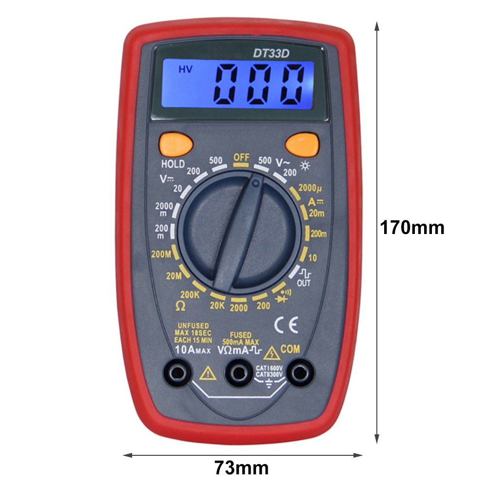 Pocket Size Digital Multimeter AC/DC Voltage Tester - DT33D - Blue / Alat ukur AC/DC