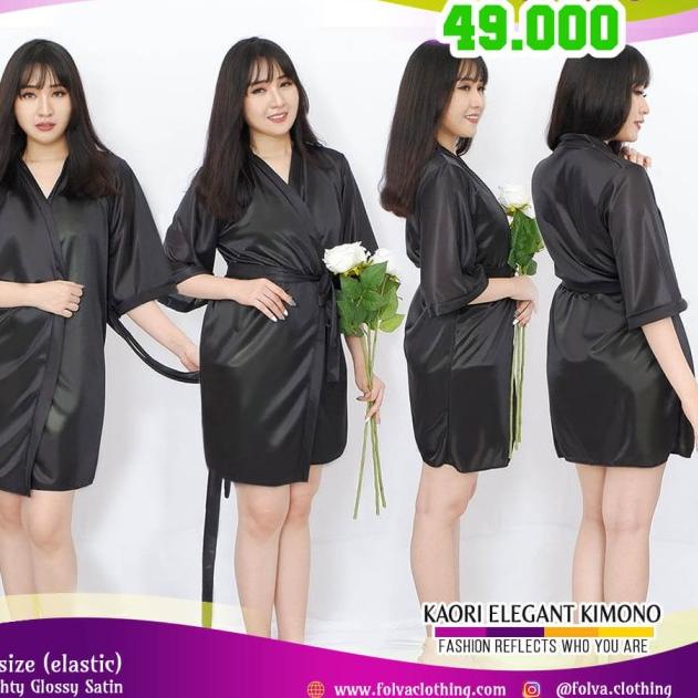 ℗ Kimono Jubah Tidur Baju Tidur Hitam 1285BKIM by Folva ➼