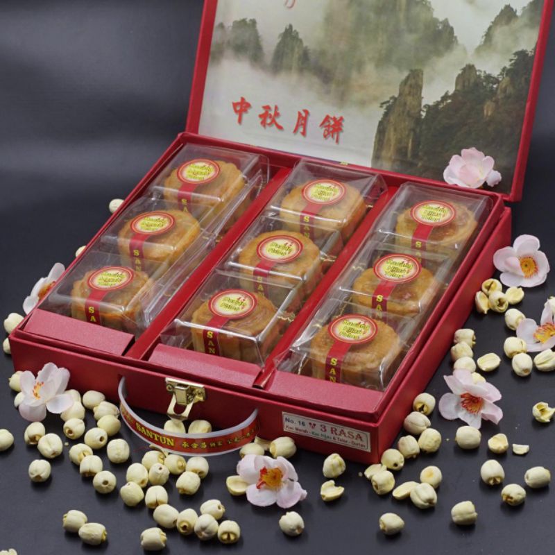 

KUE BULAN/MOONCAKE MINI 3 RASA SANTUN FOOD 9pcs/box/paket