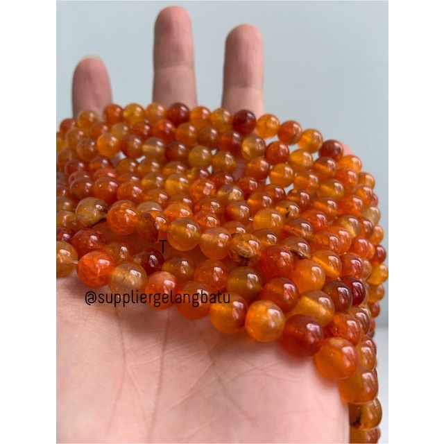 bahan carnelian orange muda serat 8mm oren aksesoris gelang kalung etnik vintage bali fashion week anting tas manik