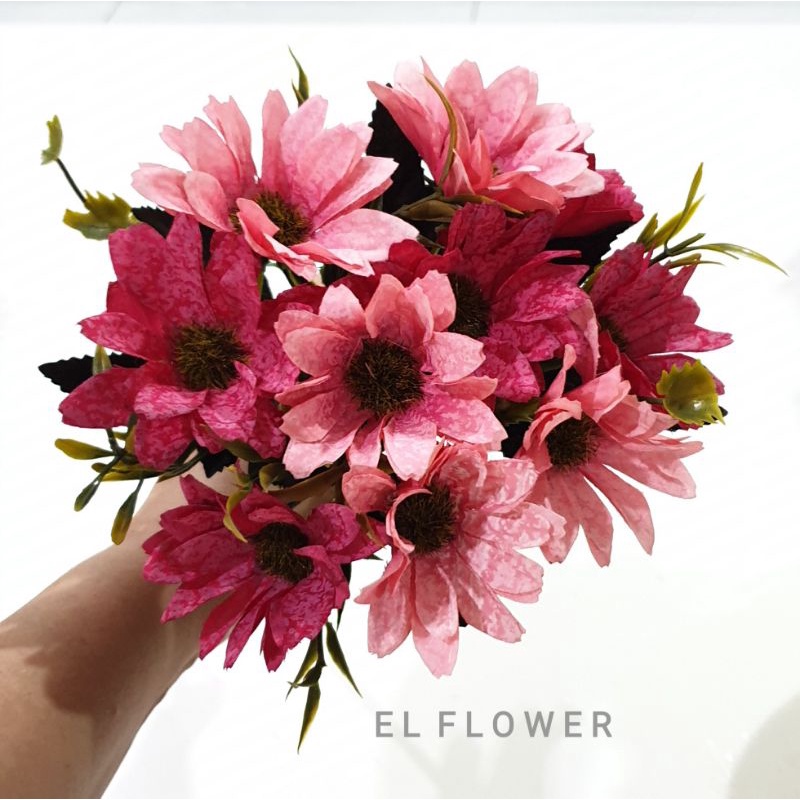 Bunga Aster Krisan 10 kuntum Bunga Artificial Dekorasi-4