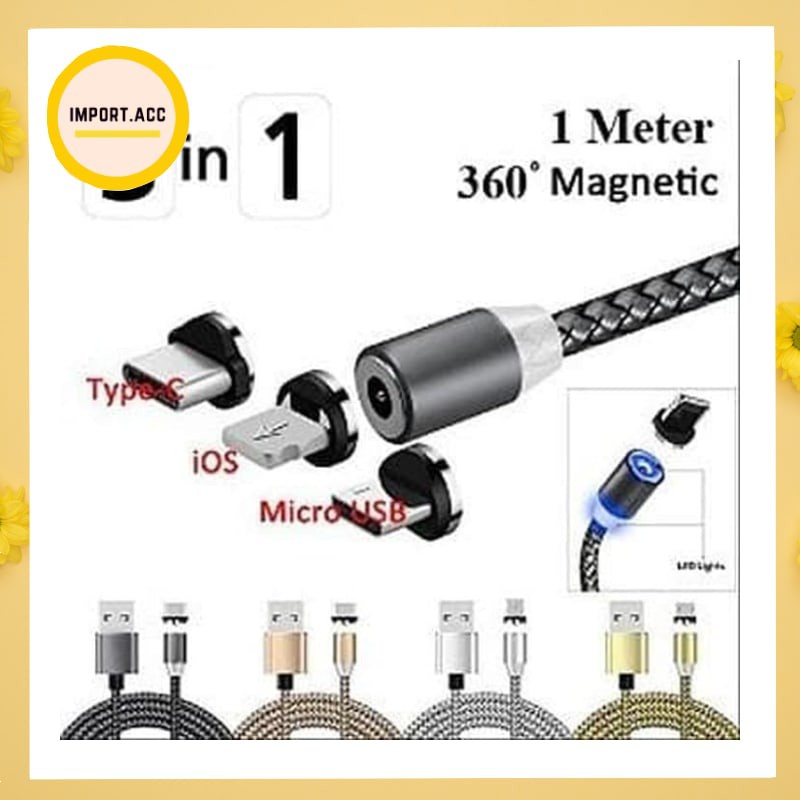 Kabel Data Magnetic Magnet Iphone Micro type- c / Magnetic Cable Lightning 3in1 [IMPORT]