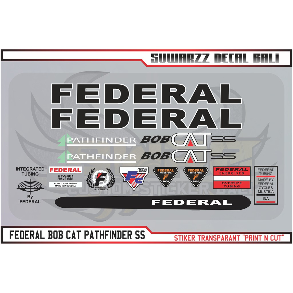 DECAL STICKER STIKER FEDERAL BOB CAT PATHFINDER SS