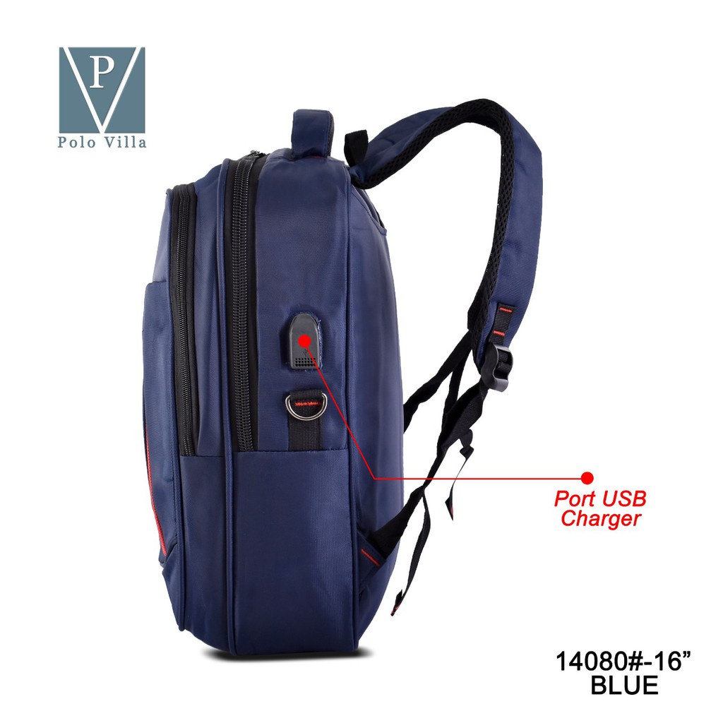 (TSI) Tas Laptop Pria MultiFungsi Polo Villa 14080 Tas Backpack Tas Kerja Fashion