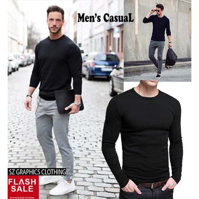 long sleeve pria/lengan panjang pria/t shirt polos/kaos