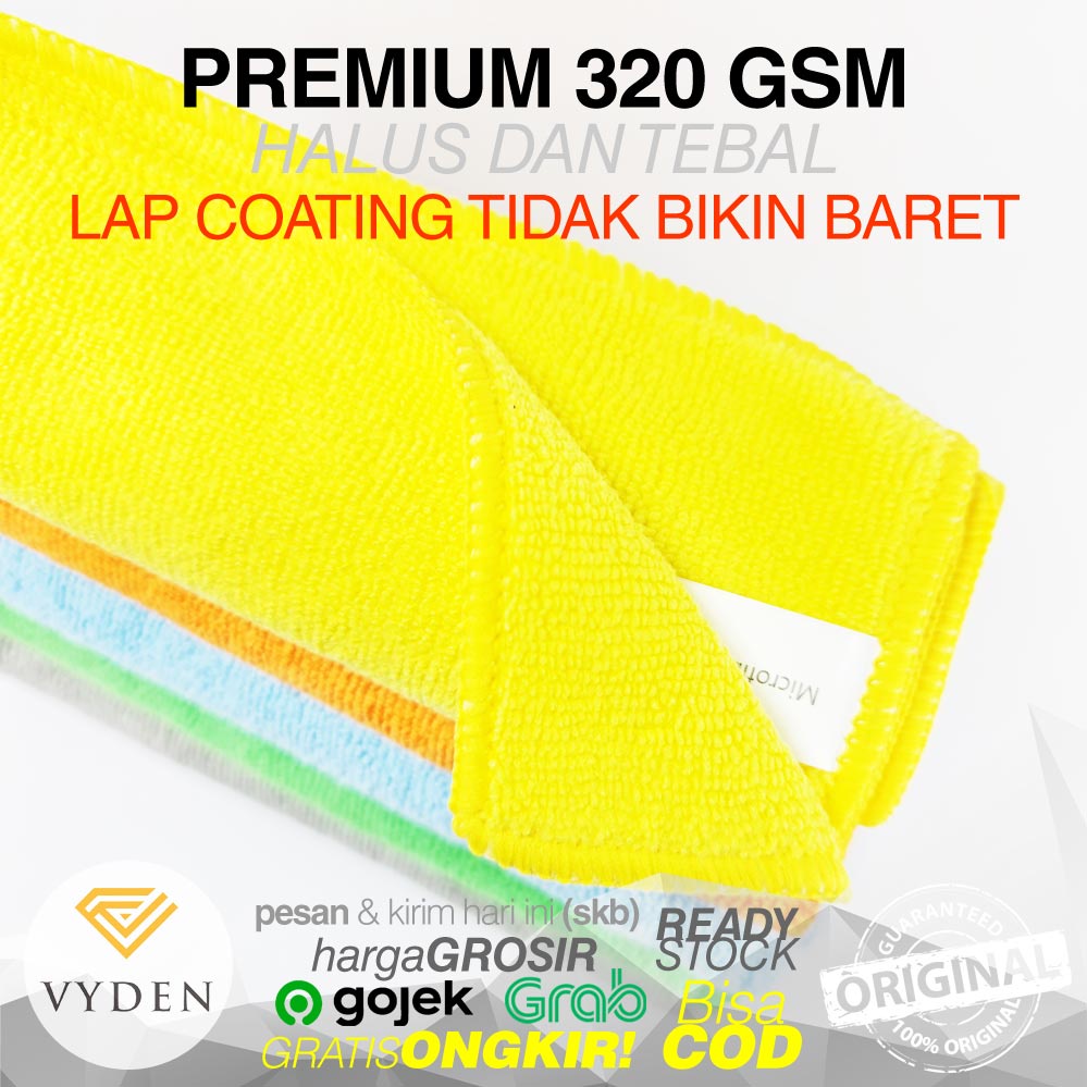 Lap Microfiber Serbaguna 40 X 40cm 320gsm Kain Handuk Towel Penyerap Serap Air Pengering Mobil Motor Sepeda Mikrofiber Halus Tebal Tidak Baret Swirl Semi Coating Kompon Sealant Wax Wajah Dapur Anti Minyak