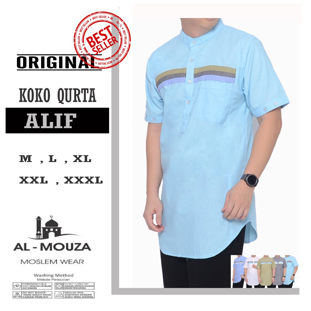 Baju Koko Qurta Kurta ALIF Katun Premium Ukuran Jumbo