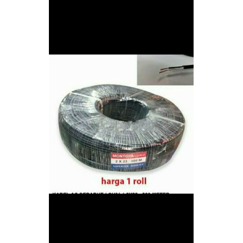 kabel ac oval 2x23 serabut tembag 1rol panjang 300meter merek MONTOYA