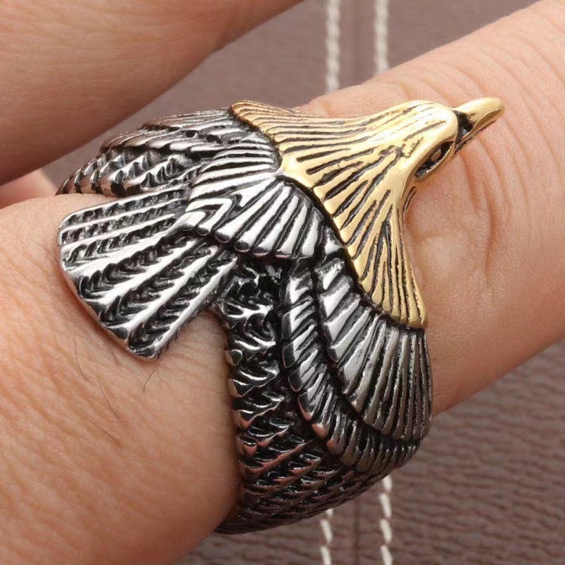 New Personality Retro Takahashi Goshen Flying Eagle Men's Domineering Open Ring