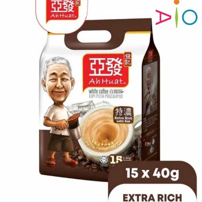 

Kopi Ah Huat White Coffee Extra Rich / Ahuat / Ahhuat Coffee 15 x 40g