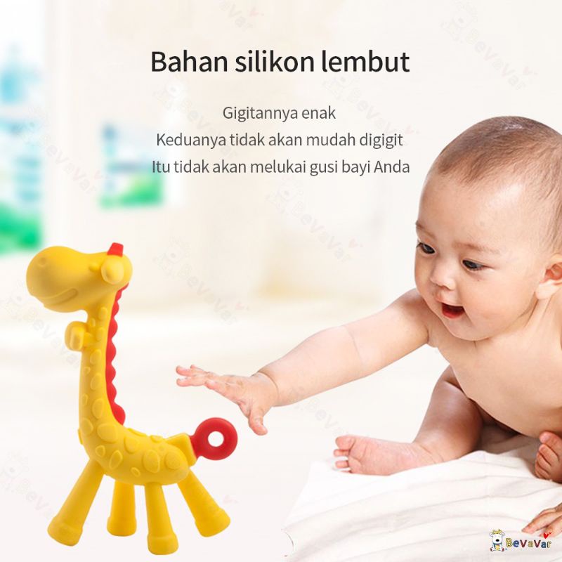 [rumahbayipdg] Teether girafe gigitan bayi silikon jerapah BPA free