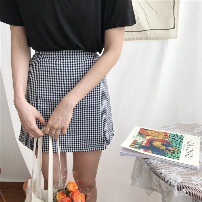 Korean Mini Skirt Plaid Square Rok Pendek Motif Kotak Kotak 1113 (XS-XL)