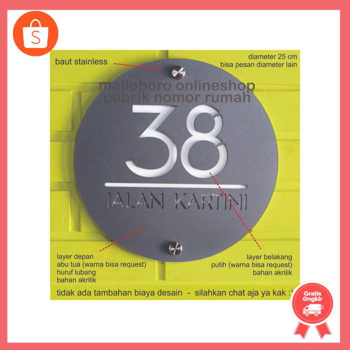 

Nomor / Nomer Rumah Akrilik / Acrylic 2 Layer Lingkaran Diameter 25cm