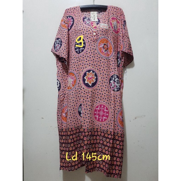 YULI - Daster kencana ungu  L5 JUMBO LD 135-150 CM PB 107 CM BATIK KU LEBEL PUTIH(KUP)-no 9