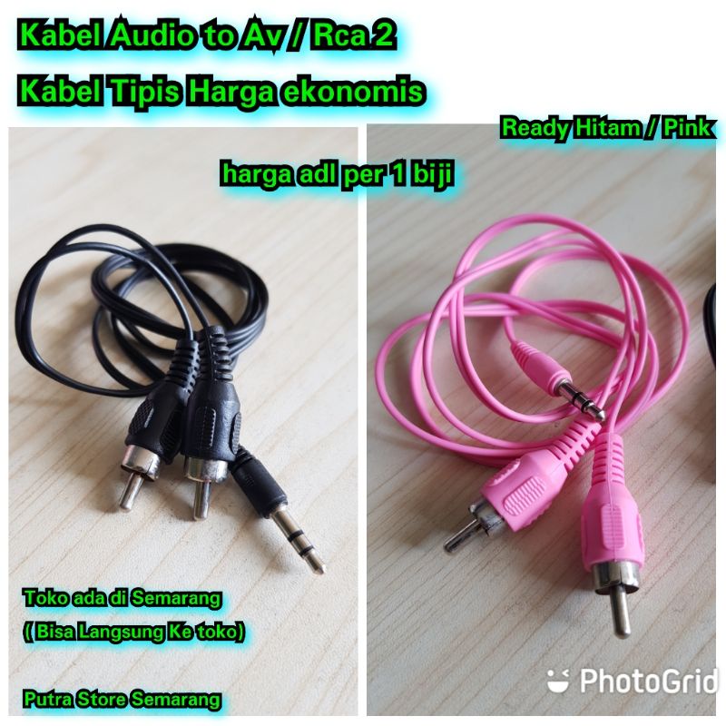 Kabel Audio to Rca Whiteplat Converter Jack 3.5 to Rca 2 Kabel Jack Hp ke speaker salon