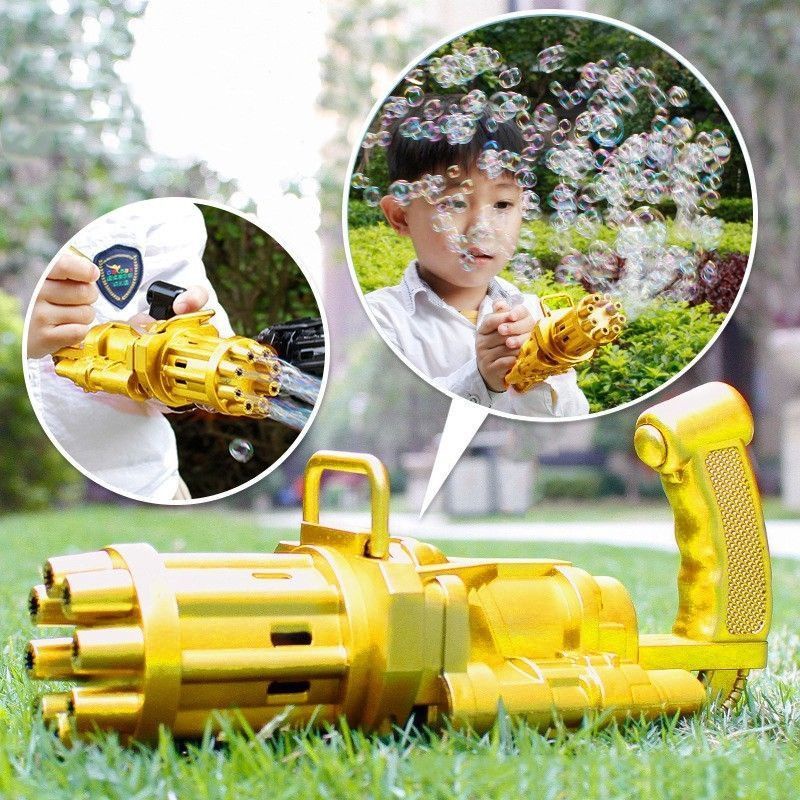 Mainan Tembakan Busa Gelembung Sabun Bubble Gun Automatic Gatling Bubble Gun Gatling Bubble Machine