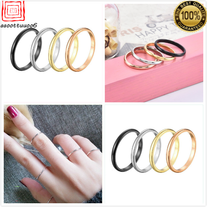 1pc Cincin Wanita Bahan Stainless Steel Tebal 2mm A &amp; 6