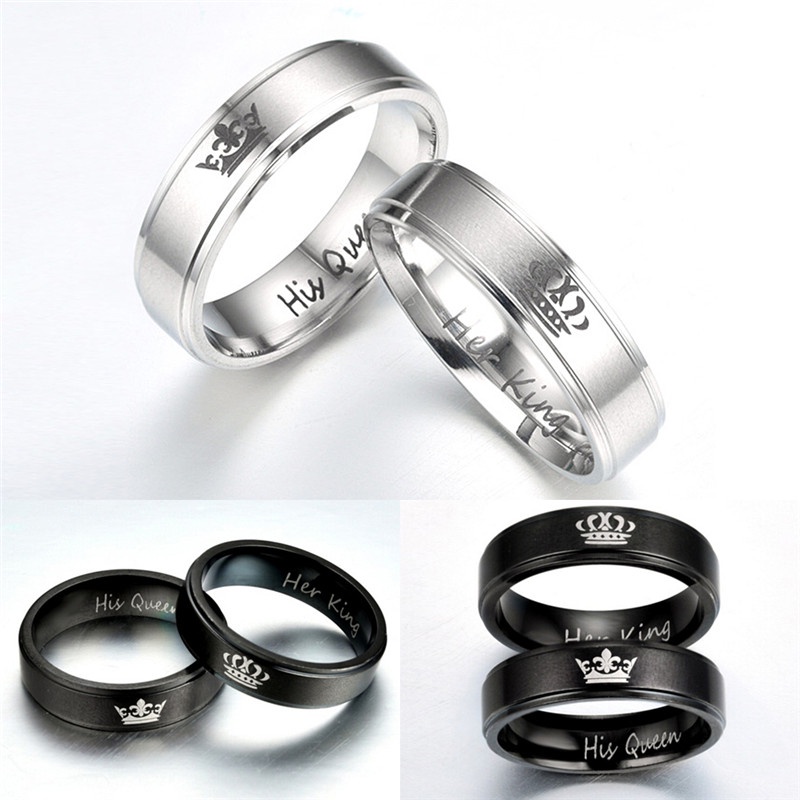 His QUEEN HER KING Bahan Stainless Steel Untuk Pasangan